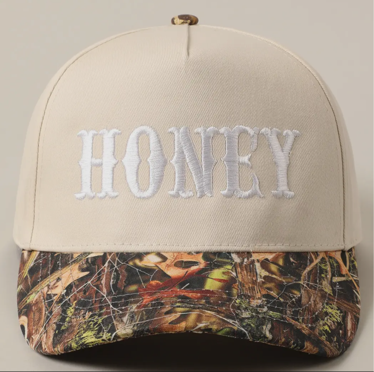 Honey Trucker Hat- White & Camo