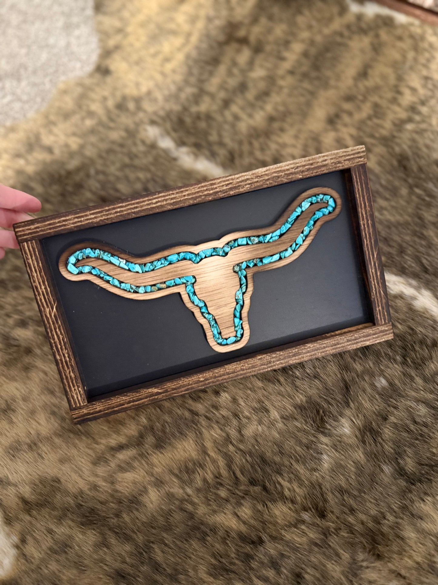 Longhorn Turquoise Decor- Black
