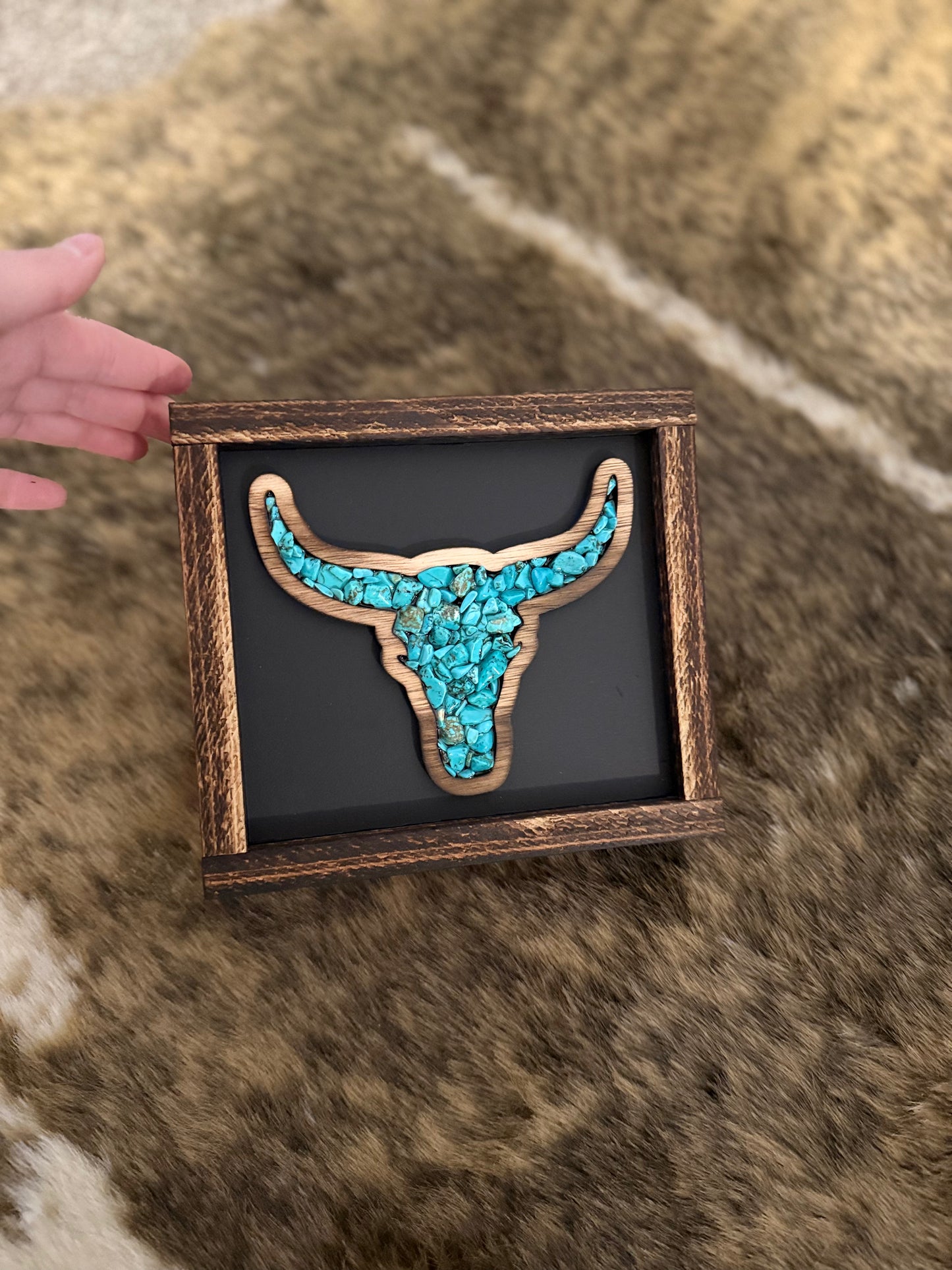 Small Turquoise Bullskull- Sign