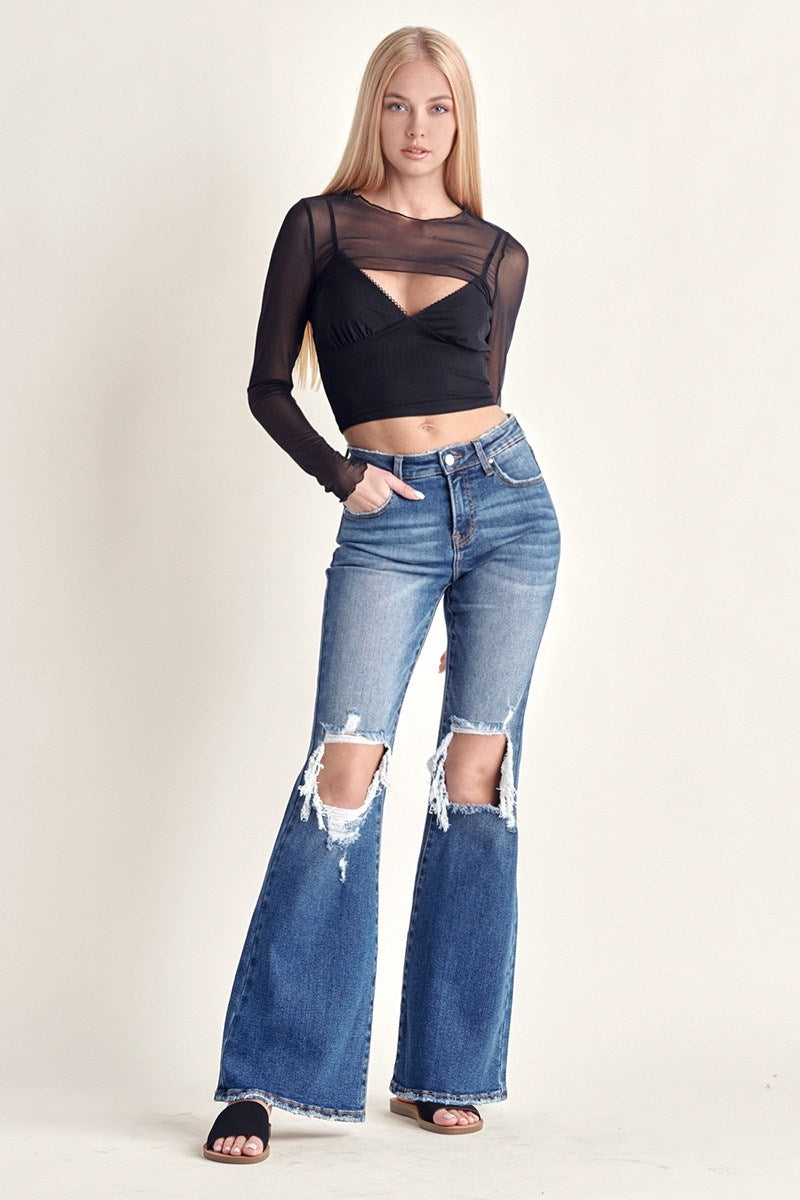 Risen Mid-Rise Distressed Jeans