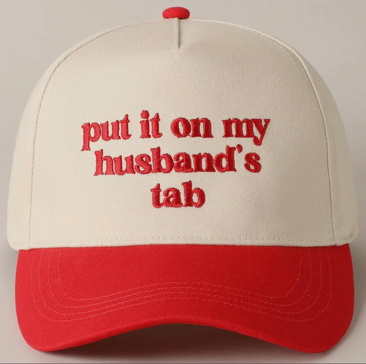 Put It On My Husbands Tab Trucker Hat