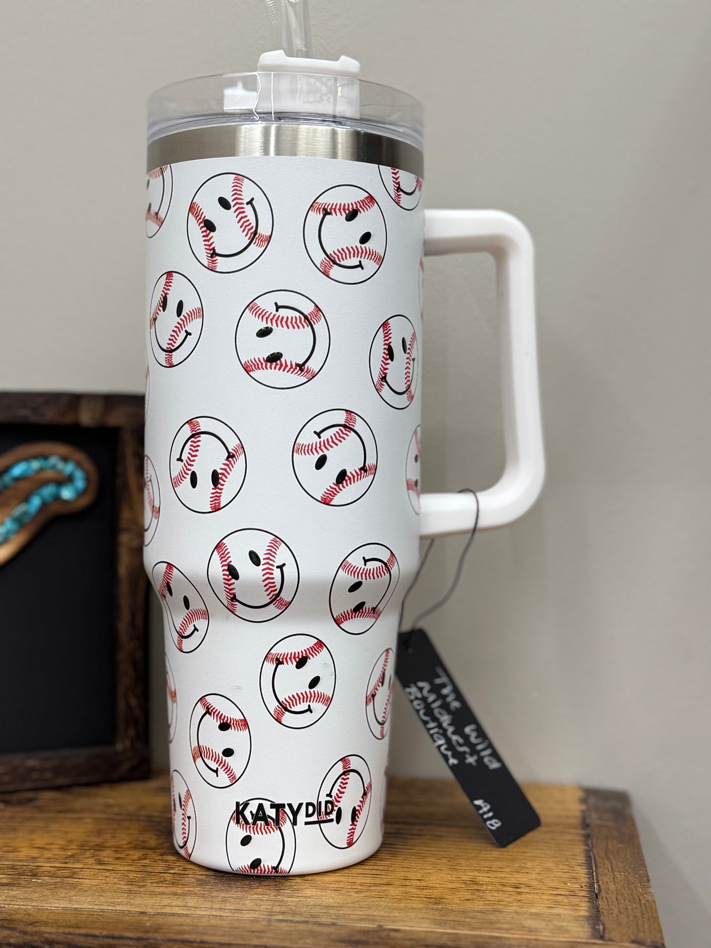 Baseball Smiley Face Tumbler