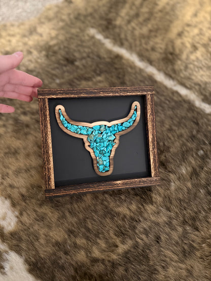 Small Turquoise Bullskull- Sign