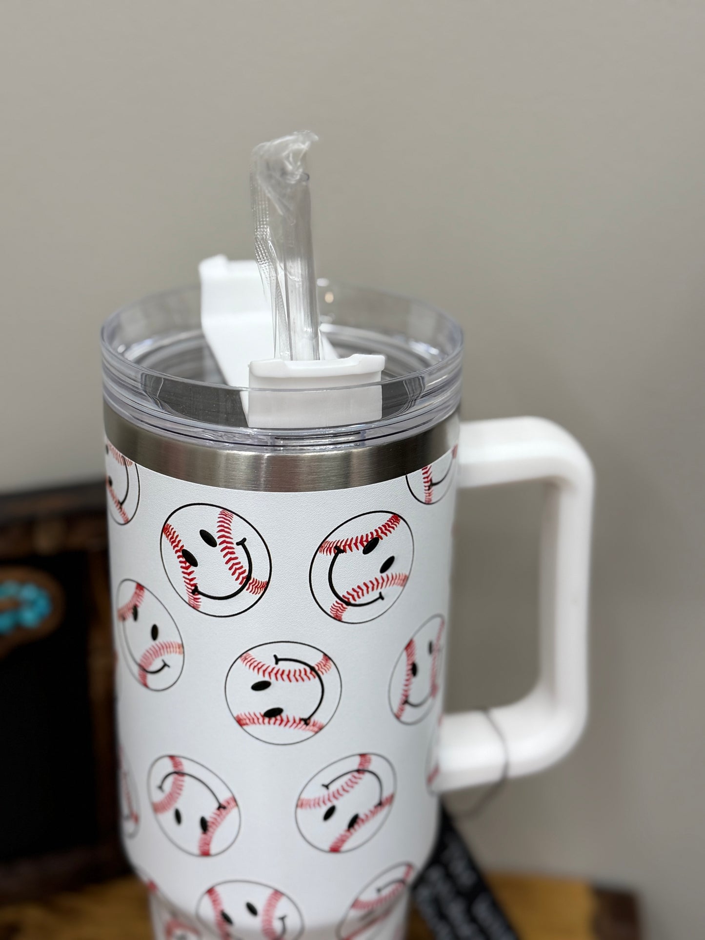 Baseball Smiley Face Tumbler