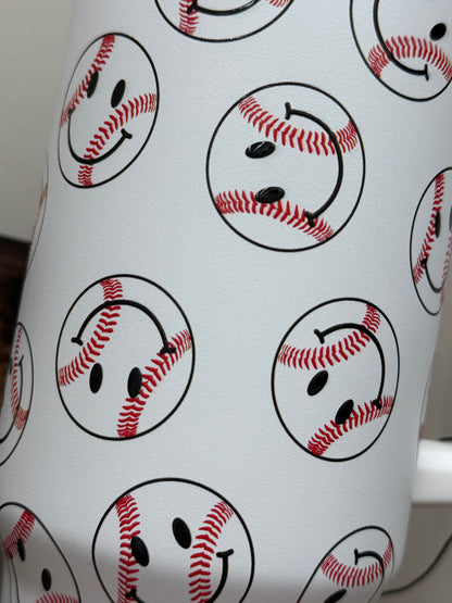 Baseball Smiley Face Tumbler